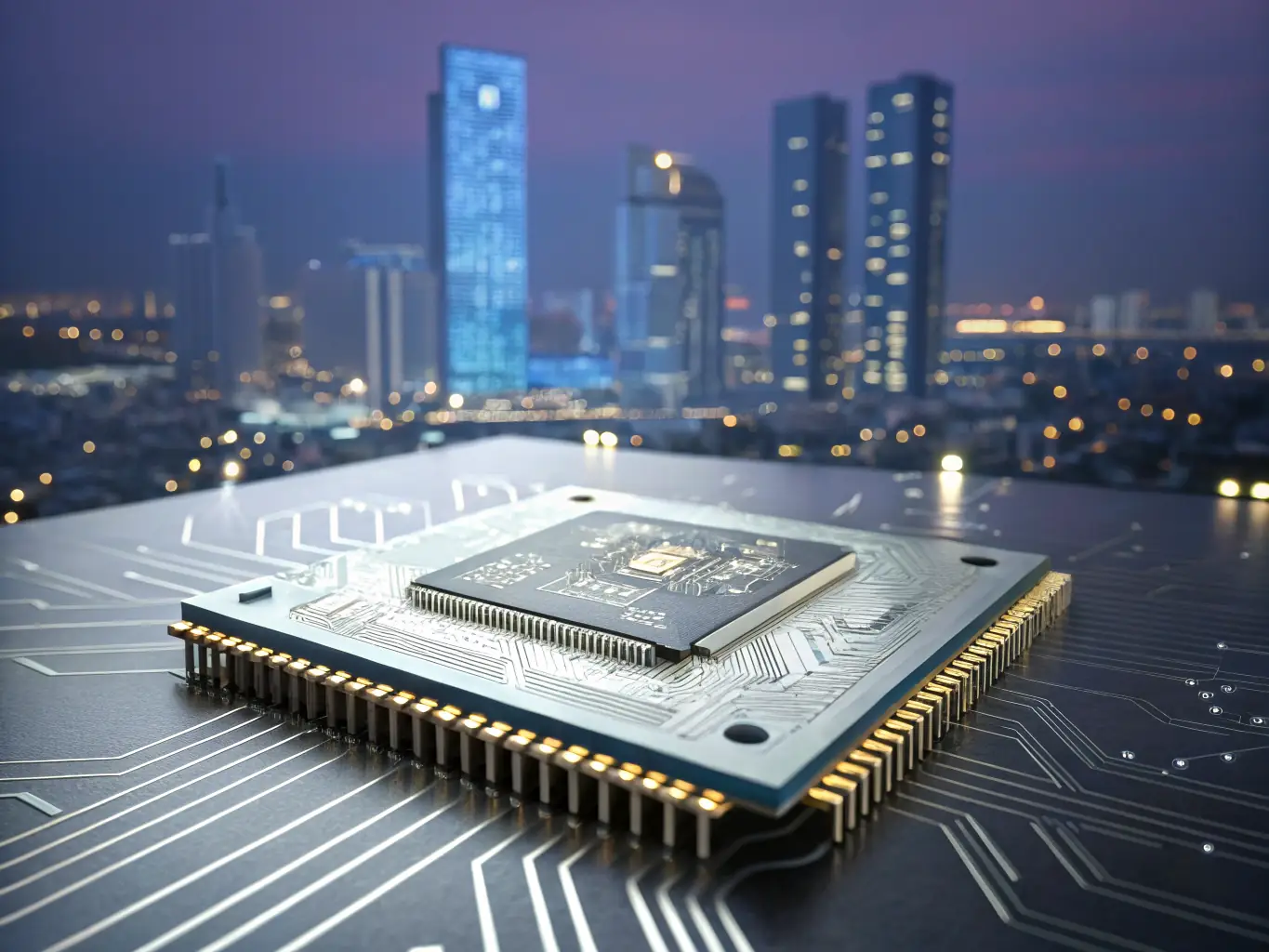 A high-quality 3D rendering of a memory chip with glowing pathways, illustrating the concept of persistent memory in AI systems.