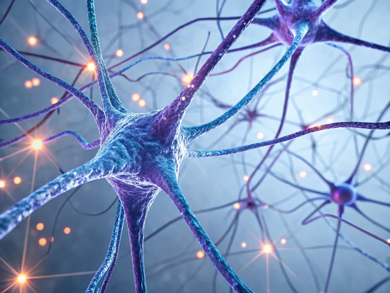 A minimalist 3D rendering of interconnected neural networks, symbolizing natural language processing and the complex relationships between words and meanings.