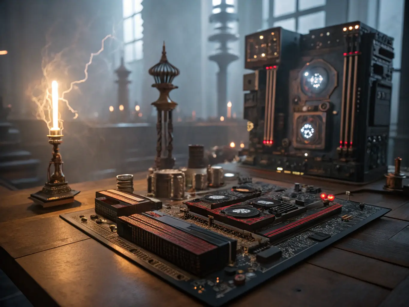 A stylized representation of a memory chip with glowing pathways, symbolizing persistent memory. The background is dark, emphasizing the futuristic and cutting-edge nature of the technology.