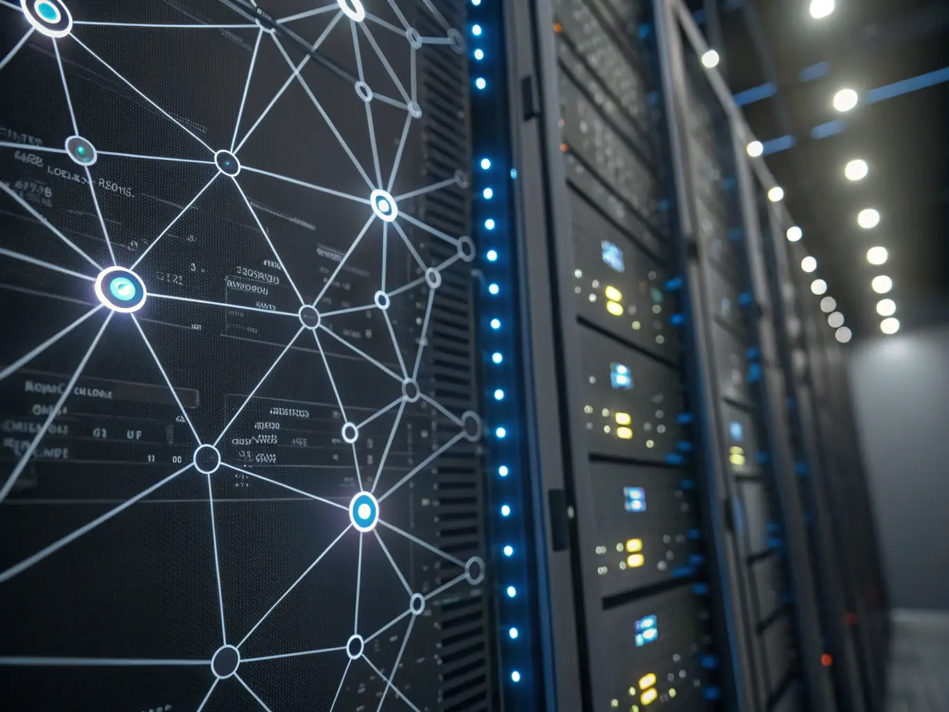 A high-resolution image depicting a complex neural network visualization, with glowing nodes and interconnected lines, set against a dark background. The image should evoke a sense of advanced technology and intricate data processing.